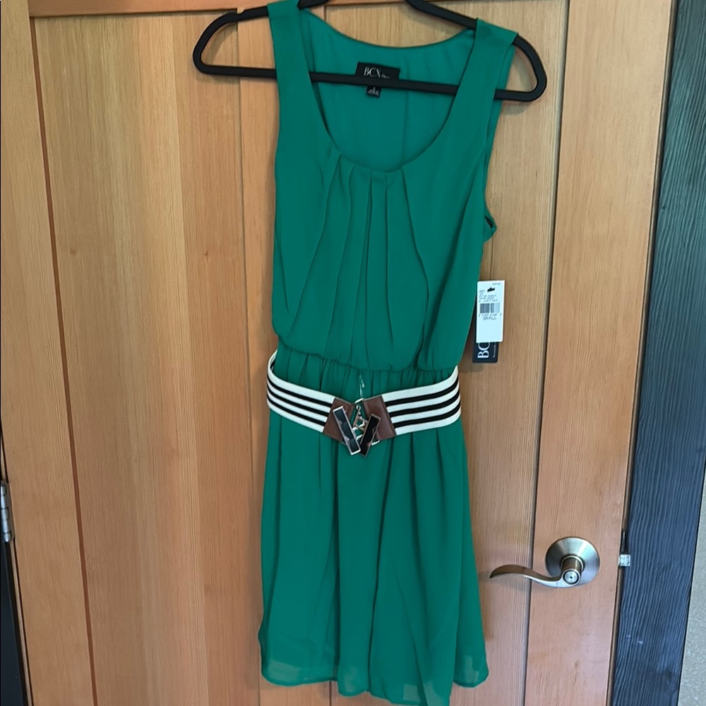 BCX Green Sleeveless Scoop Neck Sundress